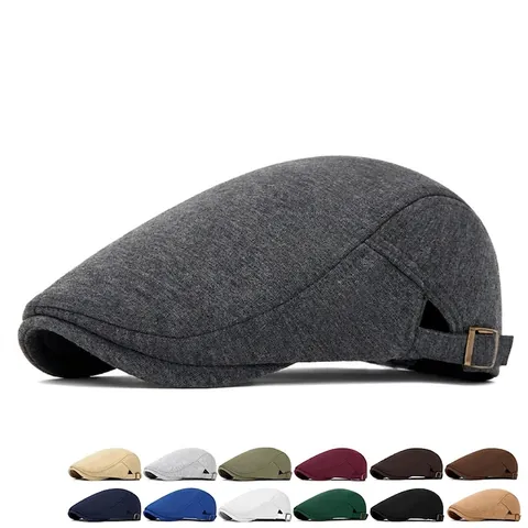 Vintage Newsboy Cap For Men And Women Knitted Polyester Adjustable Flat Cap Warm Solid Color British Style Beret Hat