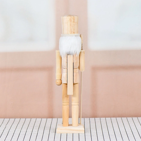 Traditional Nutcracker Soldier Natural Wood Unpainted Decorative Axe Christmas Holiday Ornament Home Tabletop Figurine