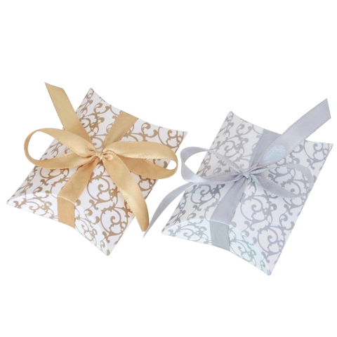 Cajas De Regalo De Almohada Papel Cartón Patrón De Vid Barroco Europeo Con Cinta Para Boda Fiesta Dulces Embalaje Elegante