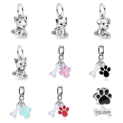 Cute Alloy Animal Paw Bone Pendants DIY Bracelet Jewelry Making Dog Cat Charms Beads Decorative Accessories