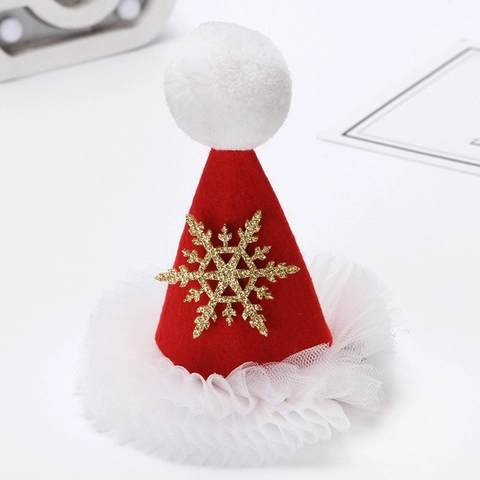 Festive Christmas Mini Hat Hair Clip For Kids Sequin Felt Santa Hat Duckbill Clip Party Decoration Hair Accessories Gift