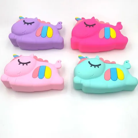 Unicorn Crossbody Bag Silicone Cartoon Coin Purse With Adjustable Colorful Strap For Kids Fashion Toy