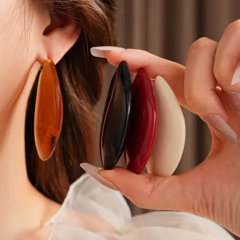 Orecchini A Goccia In Resina Geometrica Con Perno In Argento Grandi Gioielli Chic Minimalisti Irregolari Per Donne
