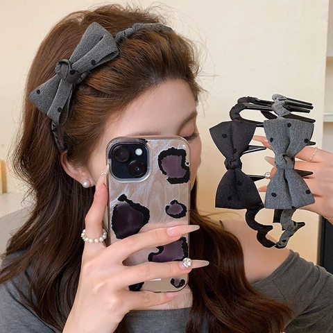 Koreanischer Stil Polka Dot Schleife Haarreif Für Damen Mode Stoff Haarband Süß Schick Täglich Haarschmuck Kopfschmuck