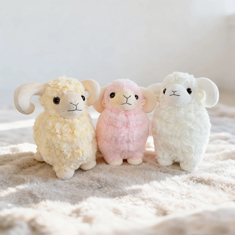 Peluche Pecora Agnello Imbottito Texture Lana Di Agnello Stile Curativo Decorazione Casa Regalo Compleanno Bambini