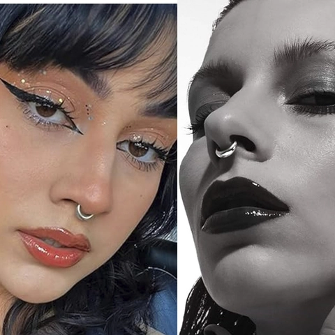 Anello Per Setto Nasale Acciaio Inossidabile 316L Mezzaluna Ellittica Cerniera Clicker Gioielli Per Piercing Unisex