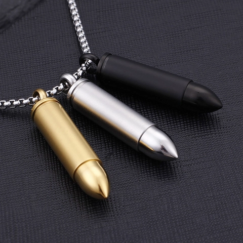 Patronen Anhänger Halskette Edelstahl Gedenkurne Schmuck Für Asche Hip Hop Punk Neutraler Stil Halsketten