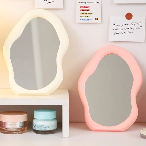 Specchio Da Trucco A Nuvola Specchio Da Tavolo Irregolare Ondulato In Plastica PP Vetro HD Appeso A Parete Stile Ins