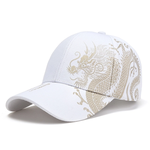 Berretto da Baseball in Cotone Stile Cinese Motivo Drago per Uomo Moda Outdoor Casual Parasole Ala Estesa Cappello