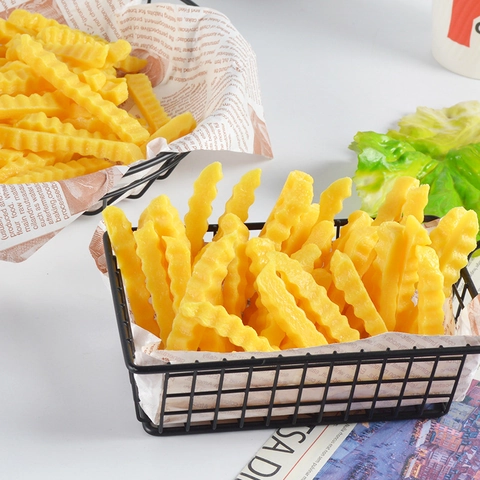 Realistic Artificial Crinkle Cut French Fries Model PVC Simulation Food Photography Props Window Display Ornament