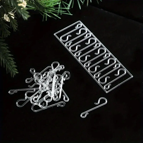 S-Shaped Ornament Hooks Transparent Plastic Christmas Tree Hanging Hooks For Holiday Decorations