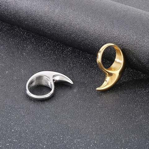 Stainless Steel Crescent Moon Kralle Ring Hochglanzpoliert Asymmetrisch Geometrisch Minimalistisch Hip Hop Schmuck Für Herren