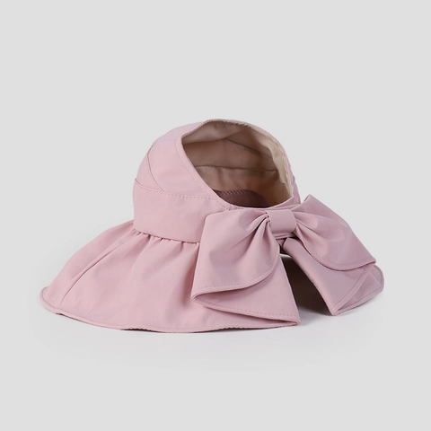 Empty Top Sun Hat Women Large Brim UV Protection Black Glue Coating Breathable Foldable Ribbon Bow Summer Ponytail Friendly