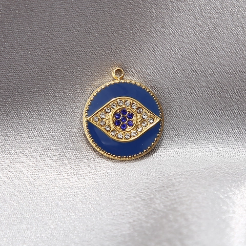 Runder Evil Eye Anhänger Edelstahl Emaille Strass Für DIY Halskette Armband Schmuckherstellung Handwerk Zubehör