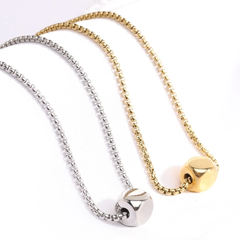 Collana Con Ciondolo A Cubo In Acciaio Inossidabile 304 Minimalista Catena Box Lucida Gioielli Geometrici Per Uomo Donna
