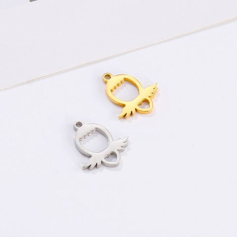 Angel Wings Heart Pendant Stainless Steel DIY Jewelry Making Accessory Cute Cartoon Charms For Necklace Earrings