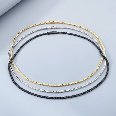 Collana Unisex in Acciaio Inossidabile a Spiga Catena Minimalista in Acciaio al Titanio a Osso di Drago Gioiello Punk Donna Uomo