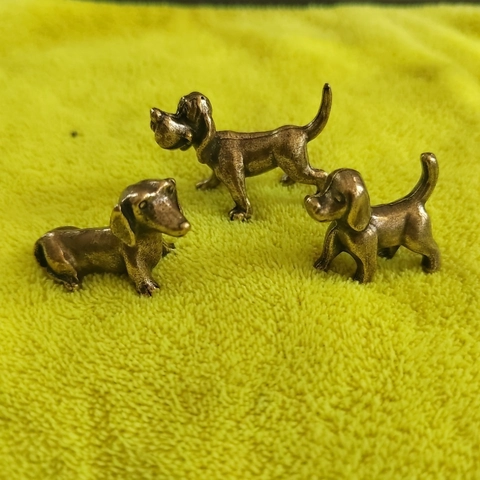 Figurine De Chien En Métal Vintage Statue De Chiot Bronze Rétro Ornement De Bureau Animal Antique Décoration Maison Bureau