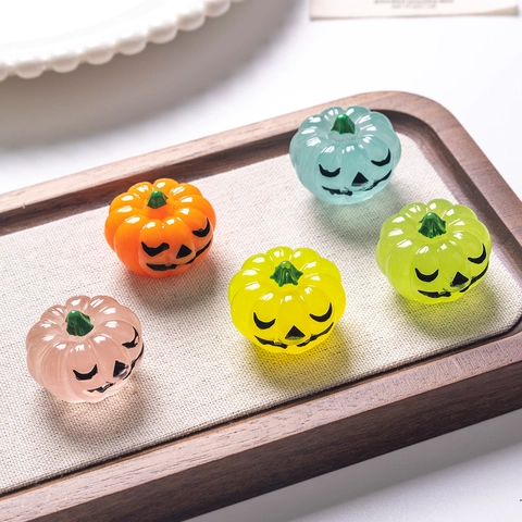 Lichtgevende Halloween Pompoen Bedeltjes Hars Lantaarn DIY Sieraden Maken Accessoires Fluorescerend Nachtlicht Mini Decoraties