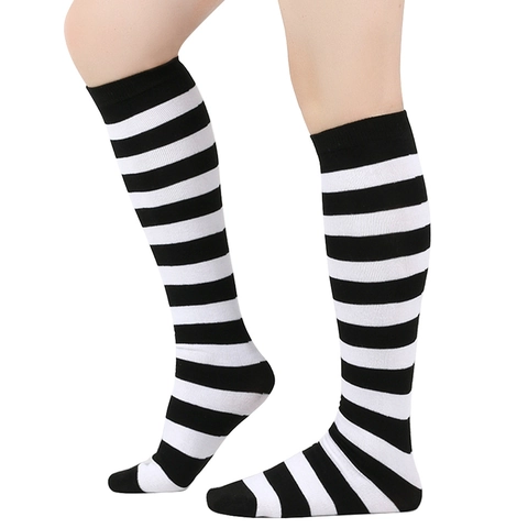 Thanksgiving Festive Striped Knee High Socks Unisex Orange Striped Calf Socks For Women Men Casual Mid Tube Party Socks
