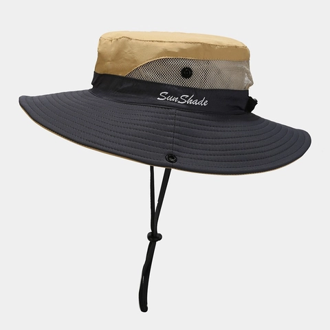 Cappello Da Sole All'aperto A Tesa Larga Traspirante Asciugatura Rapida Cappello Da Pescatore Con Corda Regolabile Per Trekking