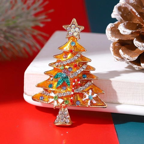 Spilla Albero Di Natale Smalto Lega Strass Perla Artificial Spille Da Festa Per Donna Gioielli Di Natale Accessorio