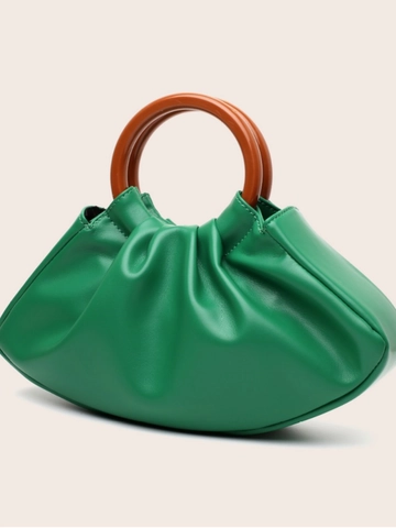 Sac À Main De Soirée Plissé Femmes Cuir PU Motif Crocodile Velours Poignée Ronde En Bois