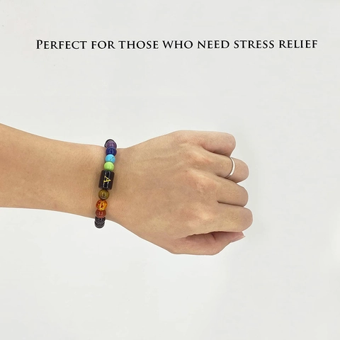 Chakra Natural Stone Beaded Bracelet Golden Initial Letter Obsidian Tiger Eye Handmade Woven Adjustable For Men Women
