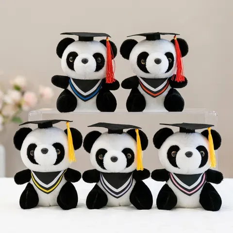 Cute Graduation Panda Plush Keychain Toy Doctor Panda Stuffed Animal With Graduation Cap And Tassel For Graduation Gift Souvenir