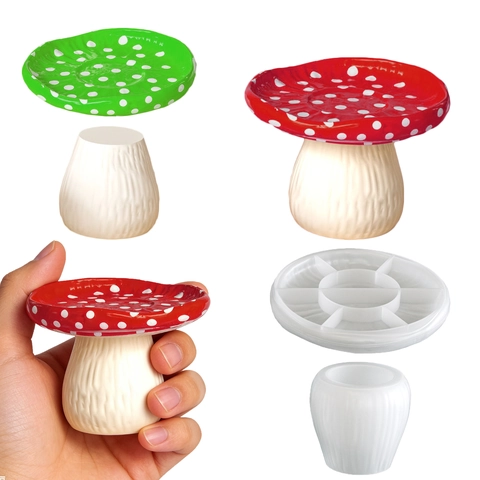 Mushroom Polka Dot Silicone Mold For DIY Resin Casting Vase And Tray Handmade Craft Desktop Ornament Flexible
