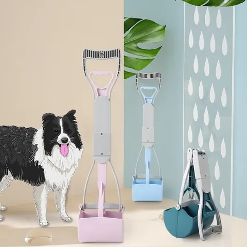 Pet Pooper Scooper Foldable Long Handle Dog Waste Remover Claw Jaw Cleaning Tool For Outdoor Walking ABS Plastic