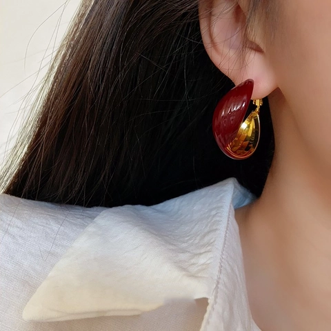 Orecchini A Cerchio Intrecciati Vintage Per Donna Con Perno In Argento Smalto Lucido Gioielli A Forma Di C