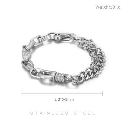 Bracciale Da Uomo A Catena In Acciaio Inossidabile Vintage Industriale Punk Giunzioni Maglie Texture Regalo
