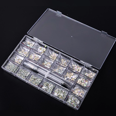 Diamantes De Imitación Para Uñas De Cristal Profesional Formas Mixtas Gemas De Espalda Plana Con Lápiz De Puntos Decoraciones