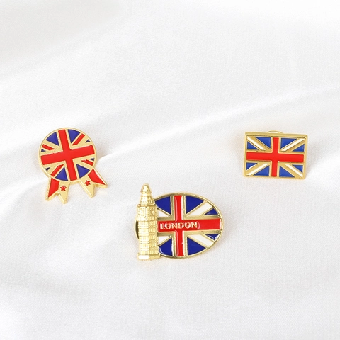 Set Di Spille In Smalto Tema Londra Bandiera Britannica Union Jack Big Ben Cabina Telefonica Lega Di Zinco Souvenir