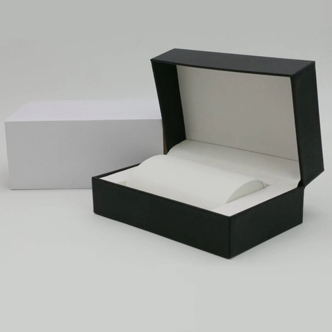 Fashion PU Leather Watch Box With Plastic Base Jewelry Set Box Flip Cover Watch Storage Display Box Gift Packaging Case