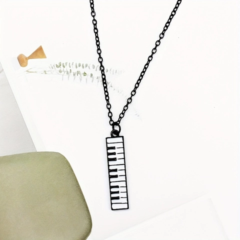 Collana Con Ciondolo Tastiera Di Pianoforte Lega Tema Musica Gioielli Regalo Per Studenti Di Pianoforte Insegnanti Musicisti Catena Nera
