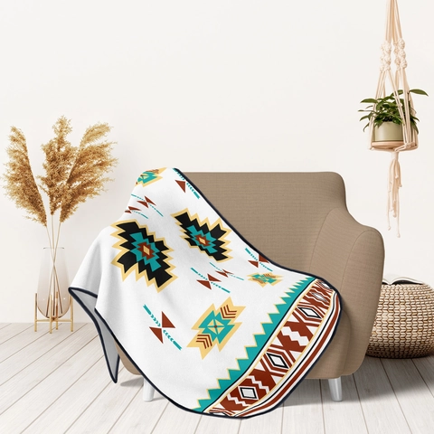 Bohemian Polyester Flannel Blanket Vintage Tribal Moon Phase Tree of Life Printed Soft Warm Nap Throw Blanket For Sofa Office Home Decorative