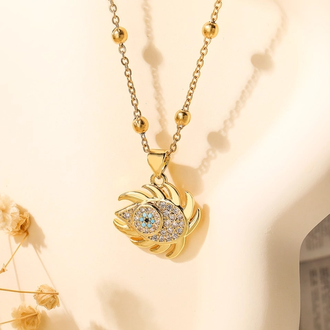 18K Vergoldete Kupfer Halskette Mit Böser Blick Anhänger Zirkonia Emaille Einlage Minimalistische Schlüsselbeinkette Für Damen Mode Schmuck Geschenk