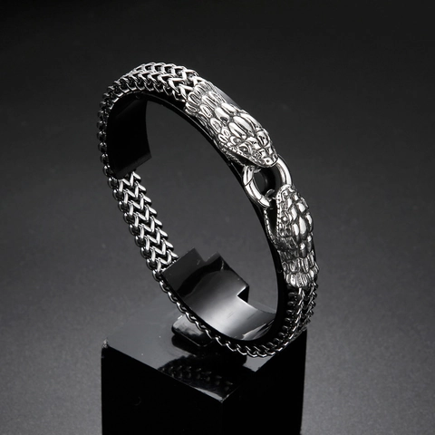 Herren Edelstahl Schlangenschuppen Halskette Armband Und Ring Vintage Punk Gothic Tier Schmuck