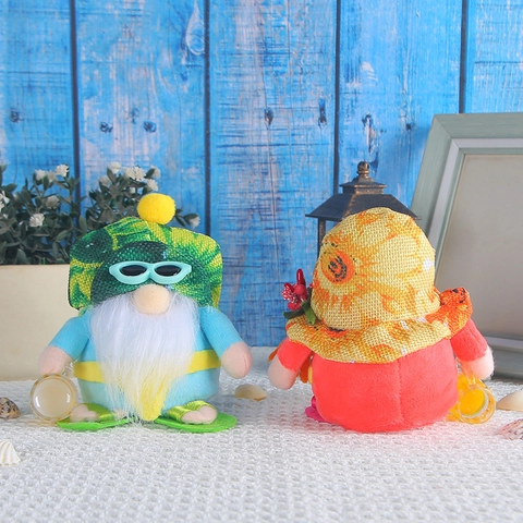 Sommer Strand Gnome Plüschpuppen Sonnenbrille Bikini Gesichtslos Tischdekoration Tropen Thema Party Geschenke Dekofiguren