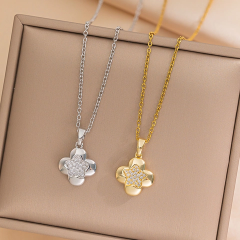 Pendant Necklace Stainless Steel Star Four Leaf Clover Clavicle Chain Fashion Minimalist For Women