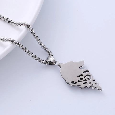 Collana Con Ciondolo Testa Di Lupo Acciaio Inossidabile 316L Punk Vikingo Gotico Vintage Stile Tribale Per Uomo