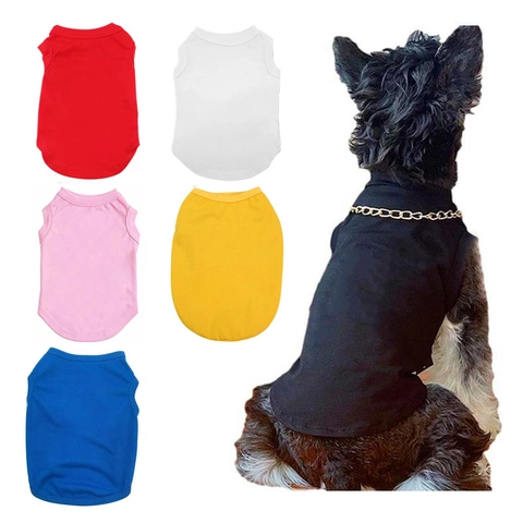 Solid Color Cotton Pet Vest Sleeveless Dog Tank Top Breathable Summer Puppy Cat Clothes For Dogs