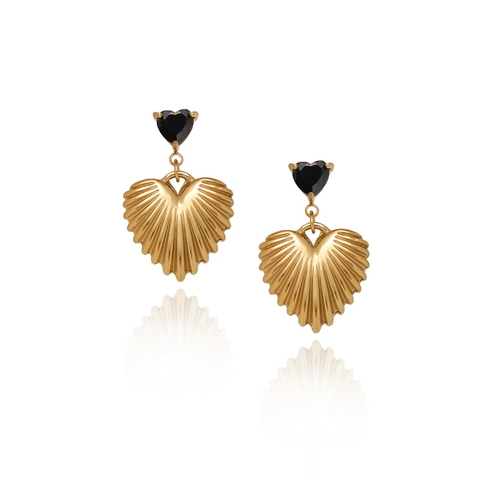 Pendientes de Botón de Corazón de Acero de Titanio de Estilo Maillard Vintage Chapados en Oro de 18K Joyas para Mujeres