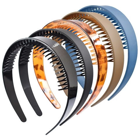 Wide Tooth Headband Anti-Slip Plastic Hair Hoop For Face Washing Makeup Solid Color Tortoise Shell Women Hair Accessories