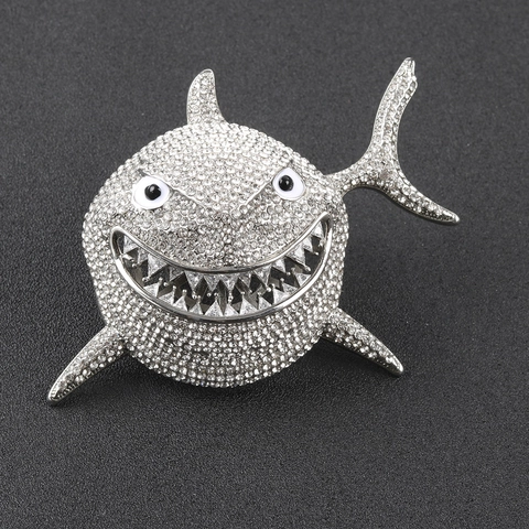 Hip Hop Haai Hanger Ketting Strass Legering Cubaanse Tennis Schakelketting Retro Mode Sieraden Unisex