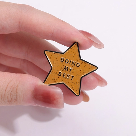 Doing My Best Lettering Five-Pointed Star Mothman Enamel Pin Motivational Alloy Brooch Cartoon Metal Badge For Lapel Jewelry