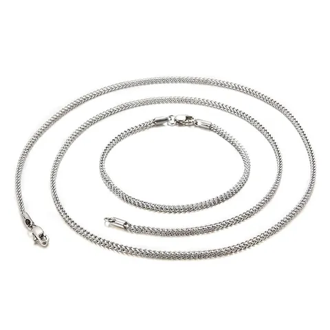 Collar Y Pulsera De Acero Inoxidable Cadena Franco Wheat Hip Hop Punk Joyería Pulida Para Hombres
