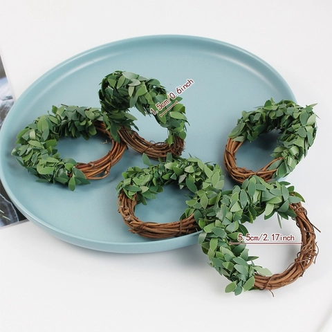 Napkin Rings Artificial Green Leaves Natural Rattan Vine Handmade Rustic Farmhouse Table Decoration For Dining Wedding
